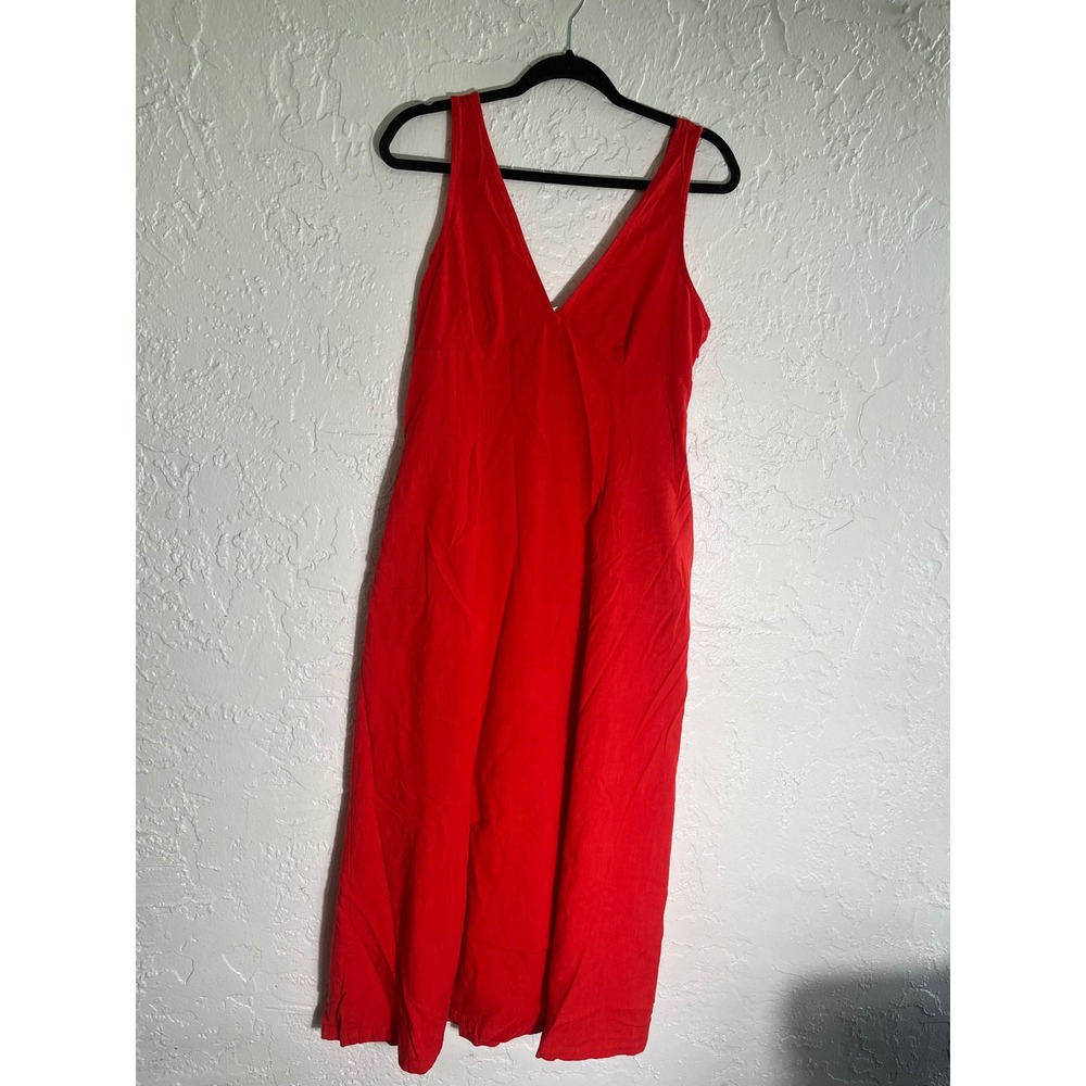 Universal Thread Red Maxi A-Line Dress Size M V Neck Sleeveless Cotton Rayon